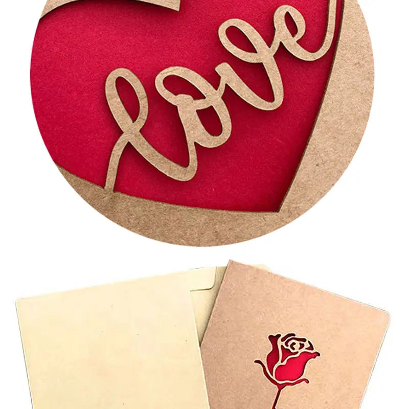 Cutout Love Heart & Rose Greeting Card