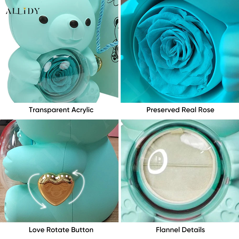 Eternal Rose & Rotating Teddy Bear Gift Box