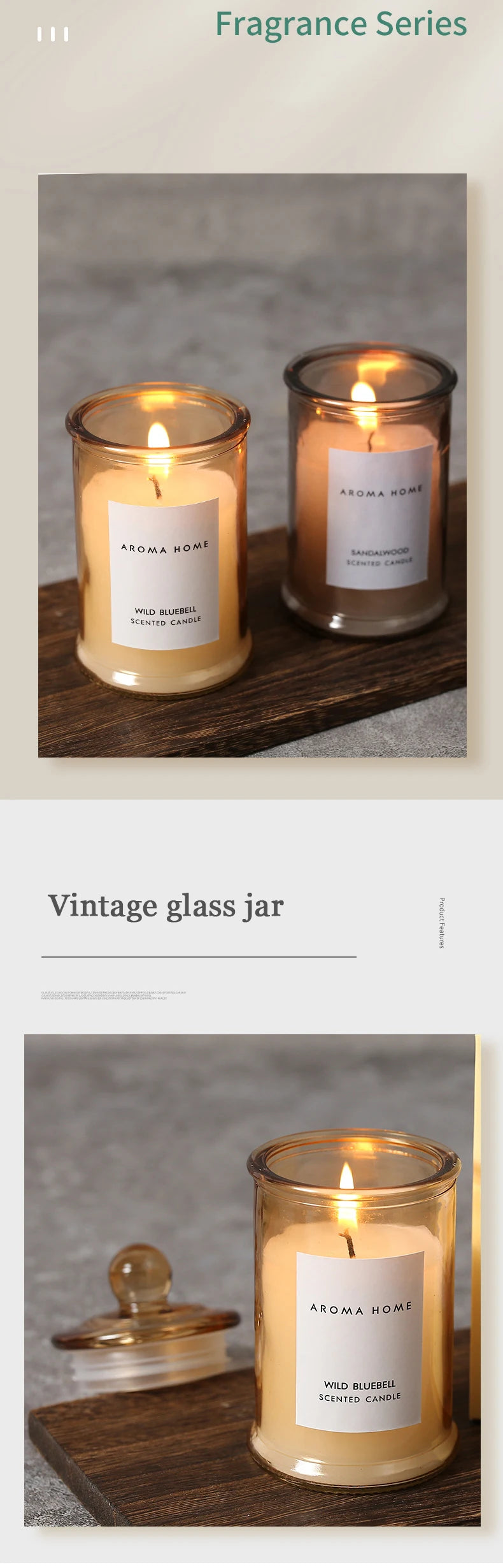 Vintage Glass Jar Scented Candle