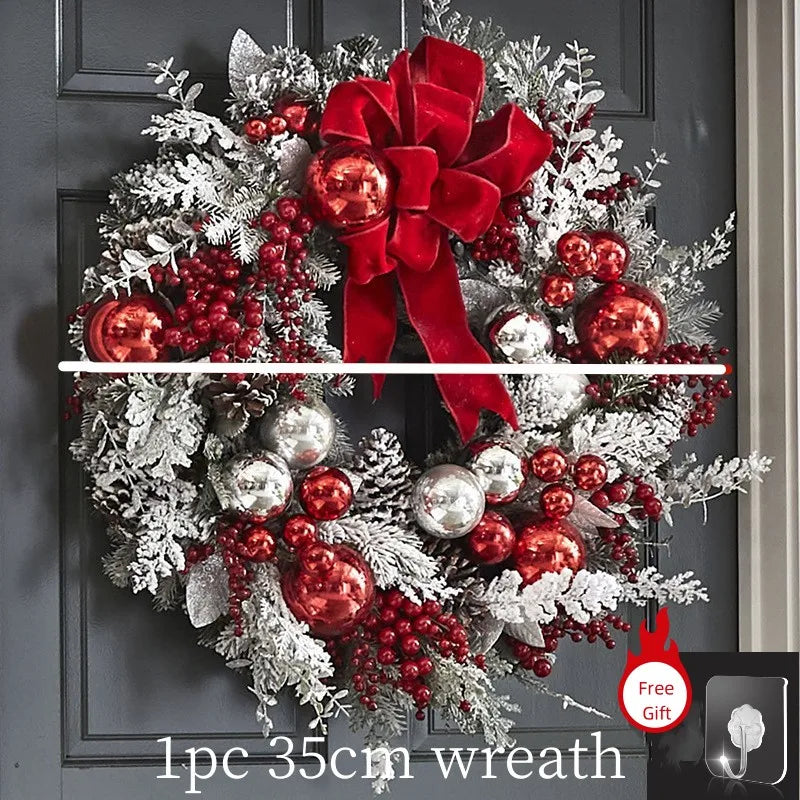 Christmas Wreath Rattan Set with Red Bow