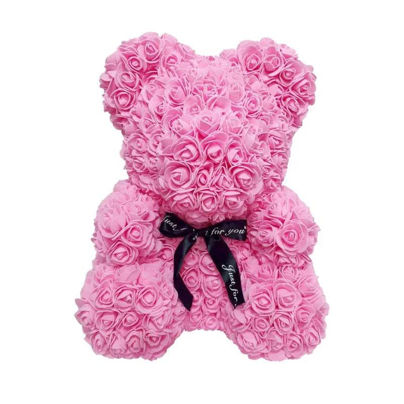 40cm PE Rose Teddy Bear – Artificial Flower Gift