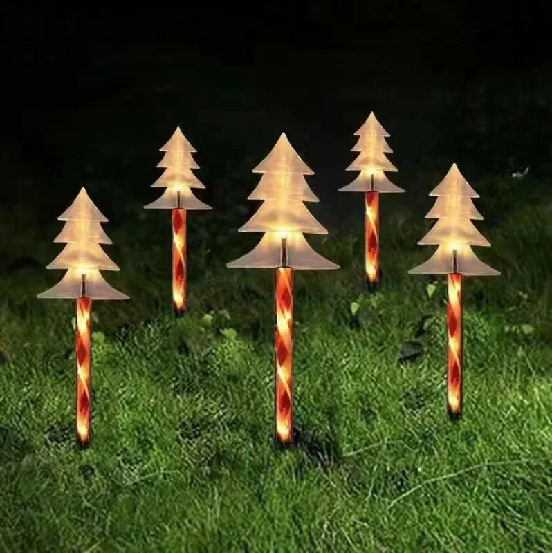 Solar LED Christmas Tree Ground Lamp - Snowman & Santa Design | 5pcs