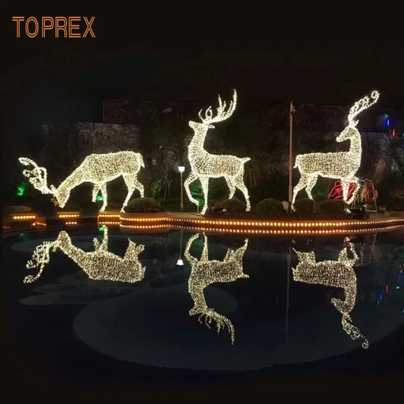 Giant 3D LED Reindeer Standing Light - Outdoor Christmas Decoration