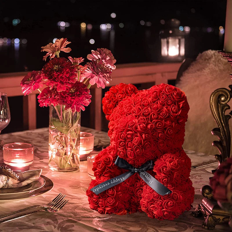 Valentine’s Day Rose Bear with Lights & Gift Box