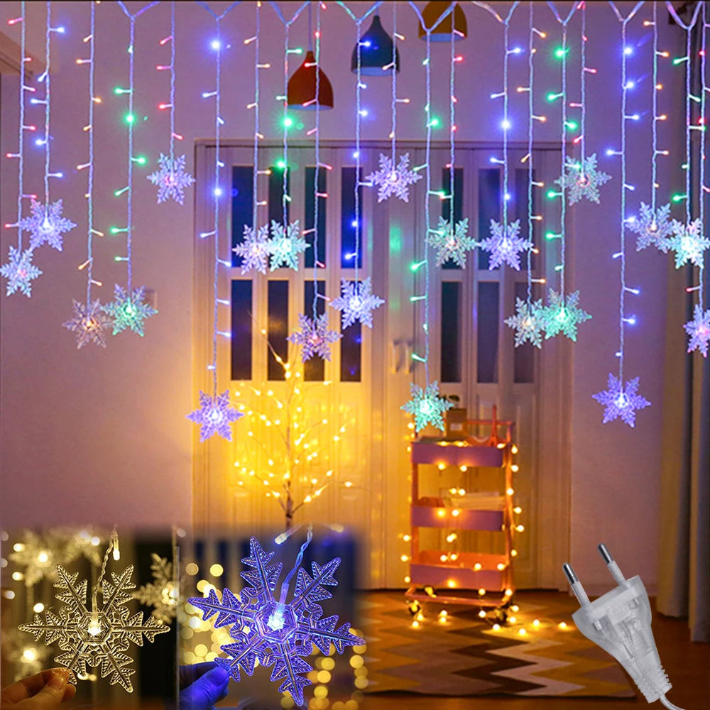 3.2M LED Christmas Curtain String Lights - Stars, Deer & Bells