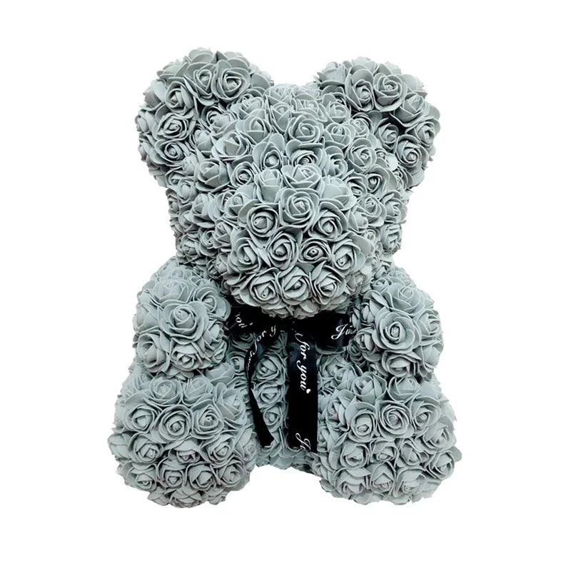 40cm PE Rose Teddy Bear – Artificial Flower Gift