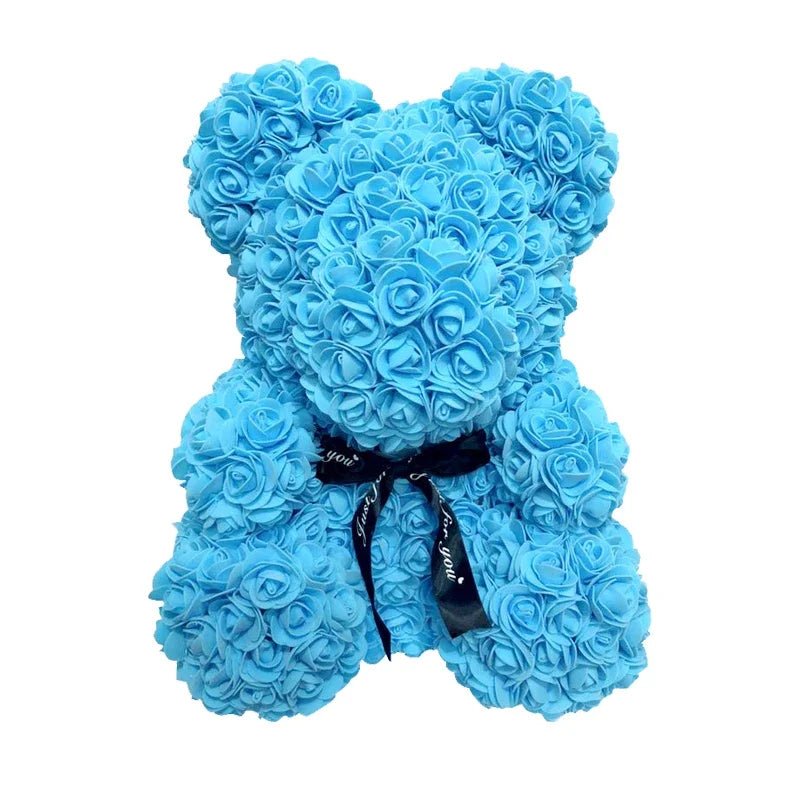 40cm PE Rose Teddy Bear – Artificial Flower Gift