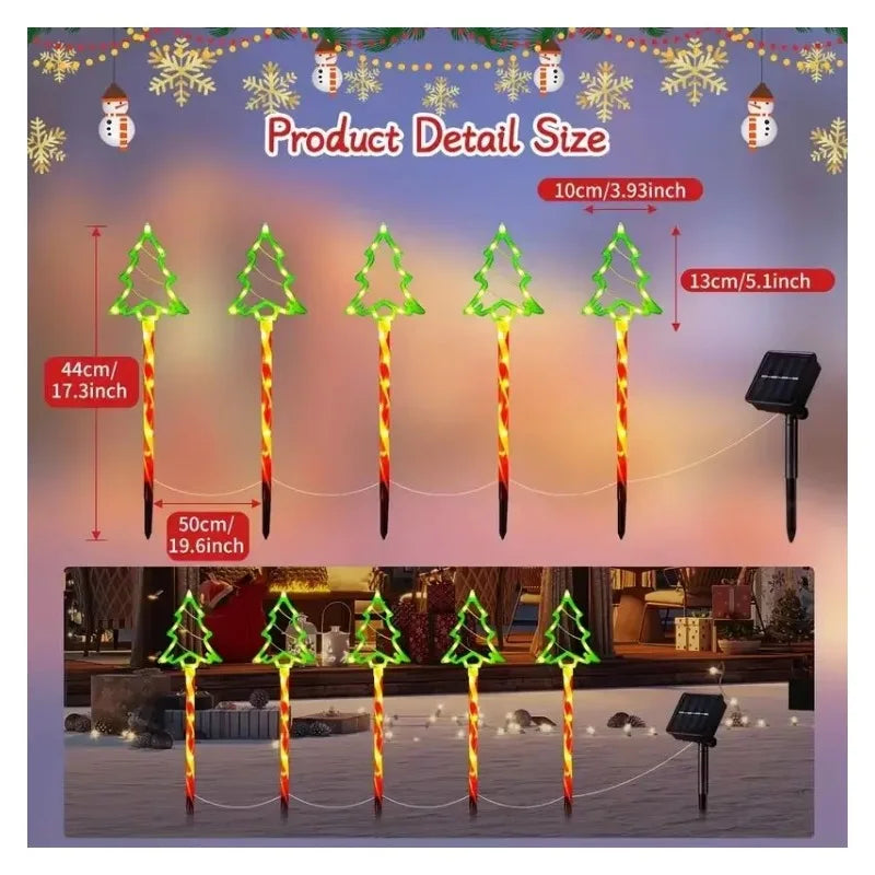 Solar LED Christmas Tree Ground Lamp - Snowman & Santa Design | 5pcs