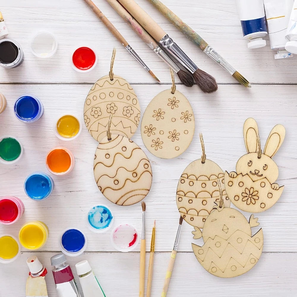 Wooden Rabbit Chick Pendants