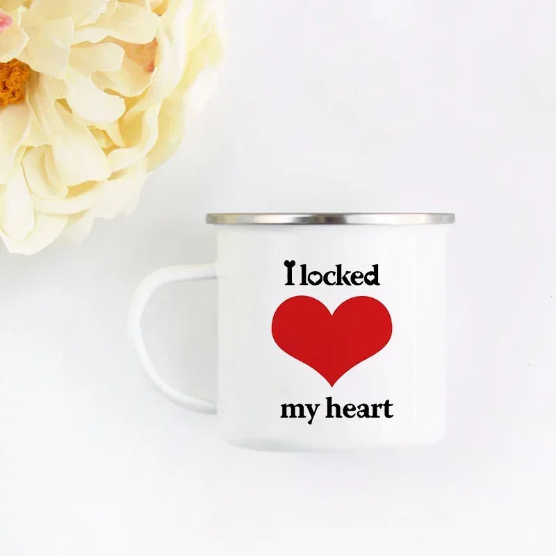 Husband and Wife Enamel Mug Mr and Mrs Mugs Cute Valentine's Day Gift His and Hers Lovers Camp Cup Gift for Couples