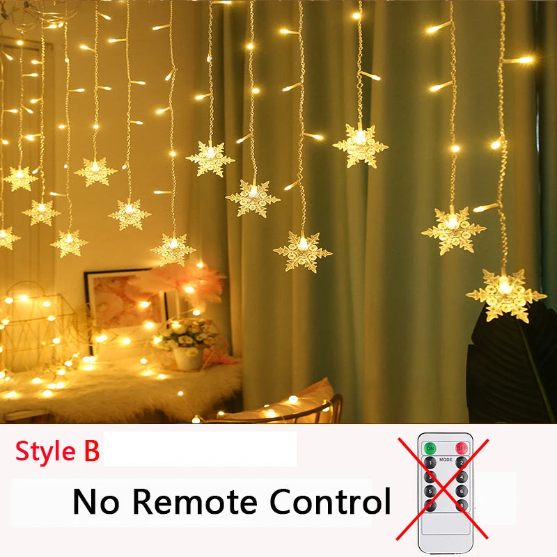 3.2M LED Christmas Curtain String Lights - Stars, Deer & Bells