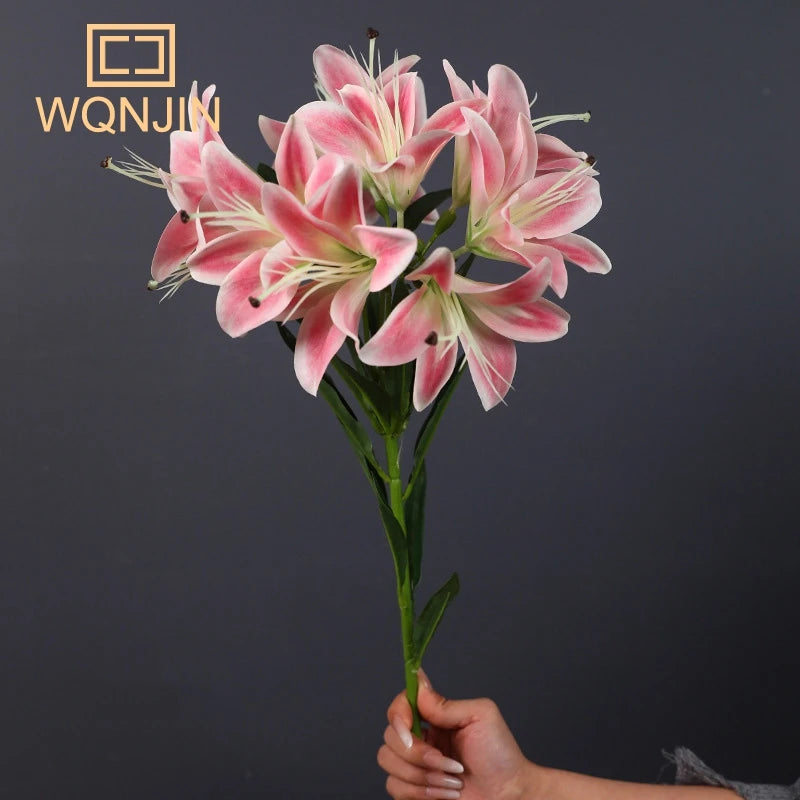 Artificial Lily Bouquet - 10 Heads Silk Flowers