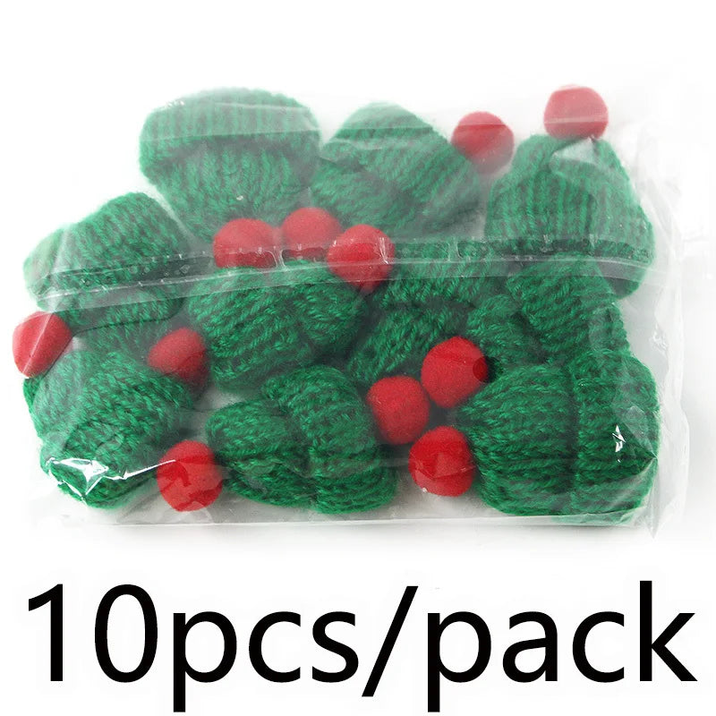 Mini Knitted Christmas Hat Pendants (10 Pieces)