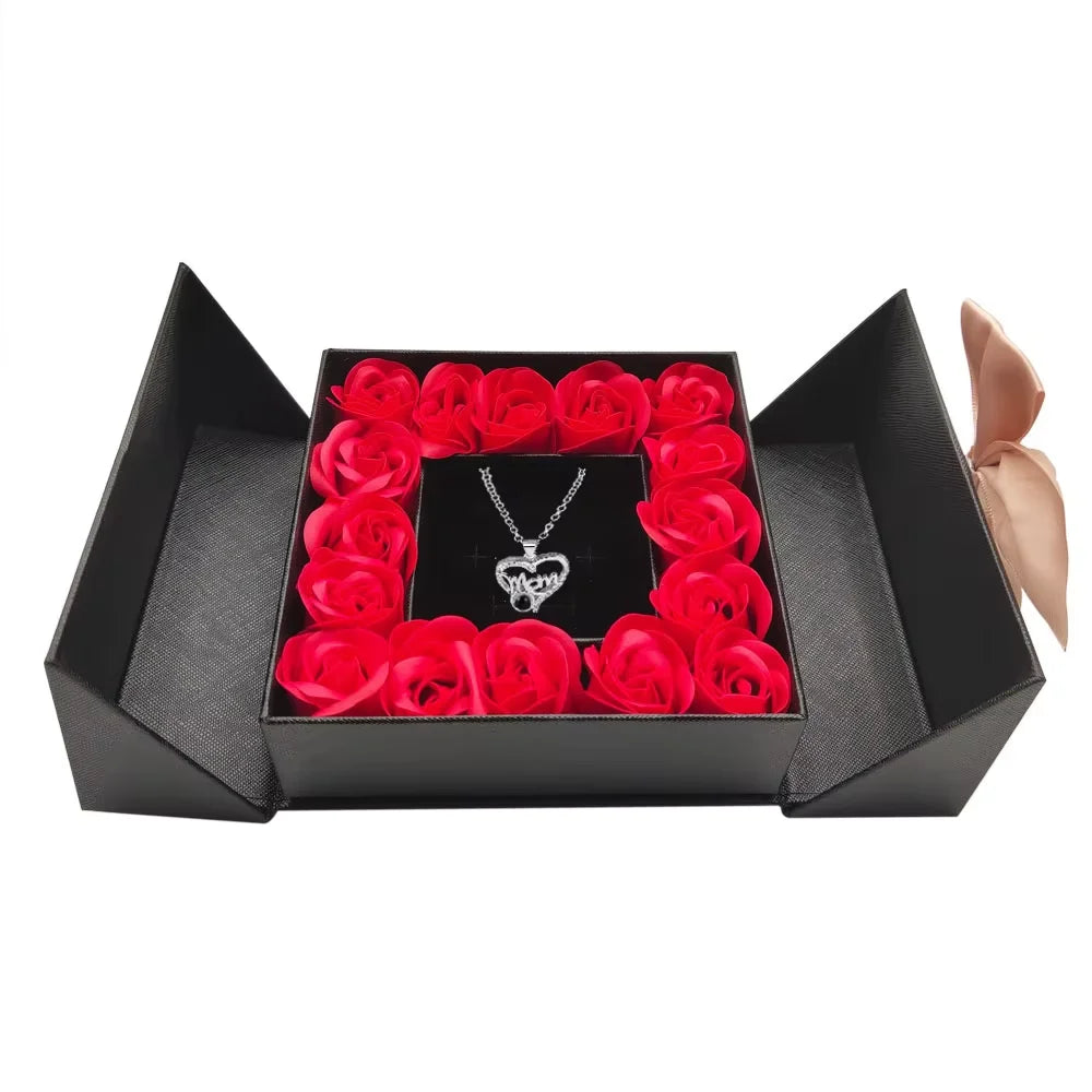 Eternal Rose Gift Box with 100 Languages “I Love You” Necklace