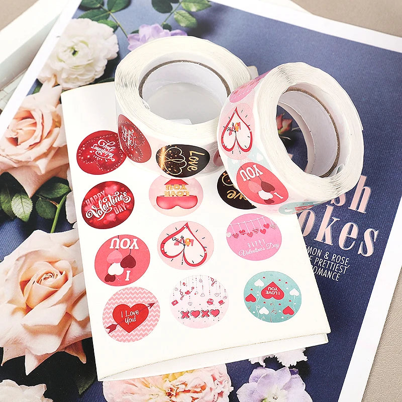 500-Pack Valentine’s Heart Stickers