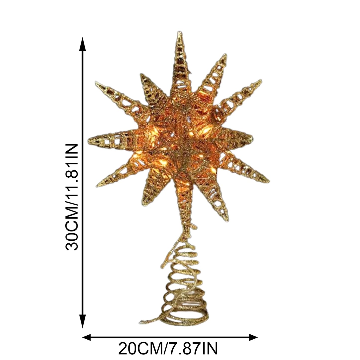 12.6 Inch LED Glitter Christmas Tree Topper Star