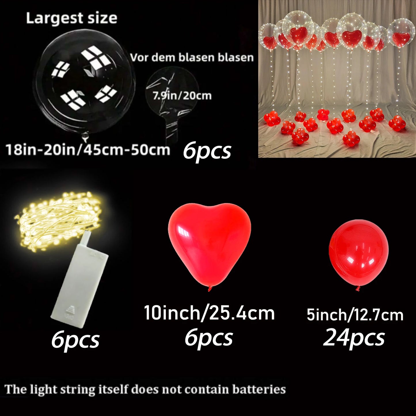 LED Luminous Balloon Set – Heart & Wave Designs