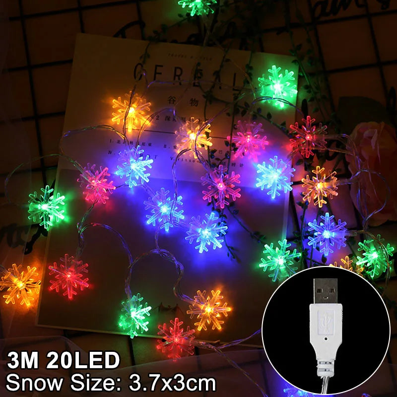 Snowflake LED Hanging Garland Lights