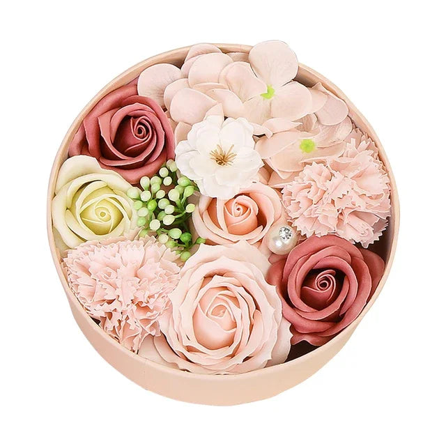 Round “Hug Bucket” Flower Box – Soap Flower Gift Set