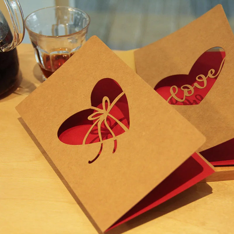 Retro Kraft Love Greeting Card with Envelope