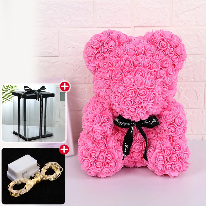 Valentine’s Day Rose Bear with Lights & Gift Box