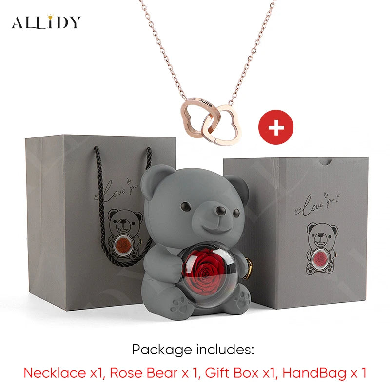 Eternal Rose & Rotating Teddy Bear Gift Box