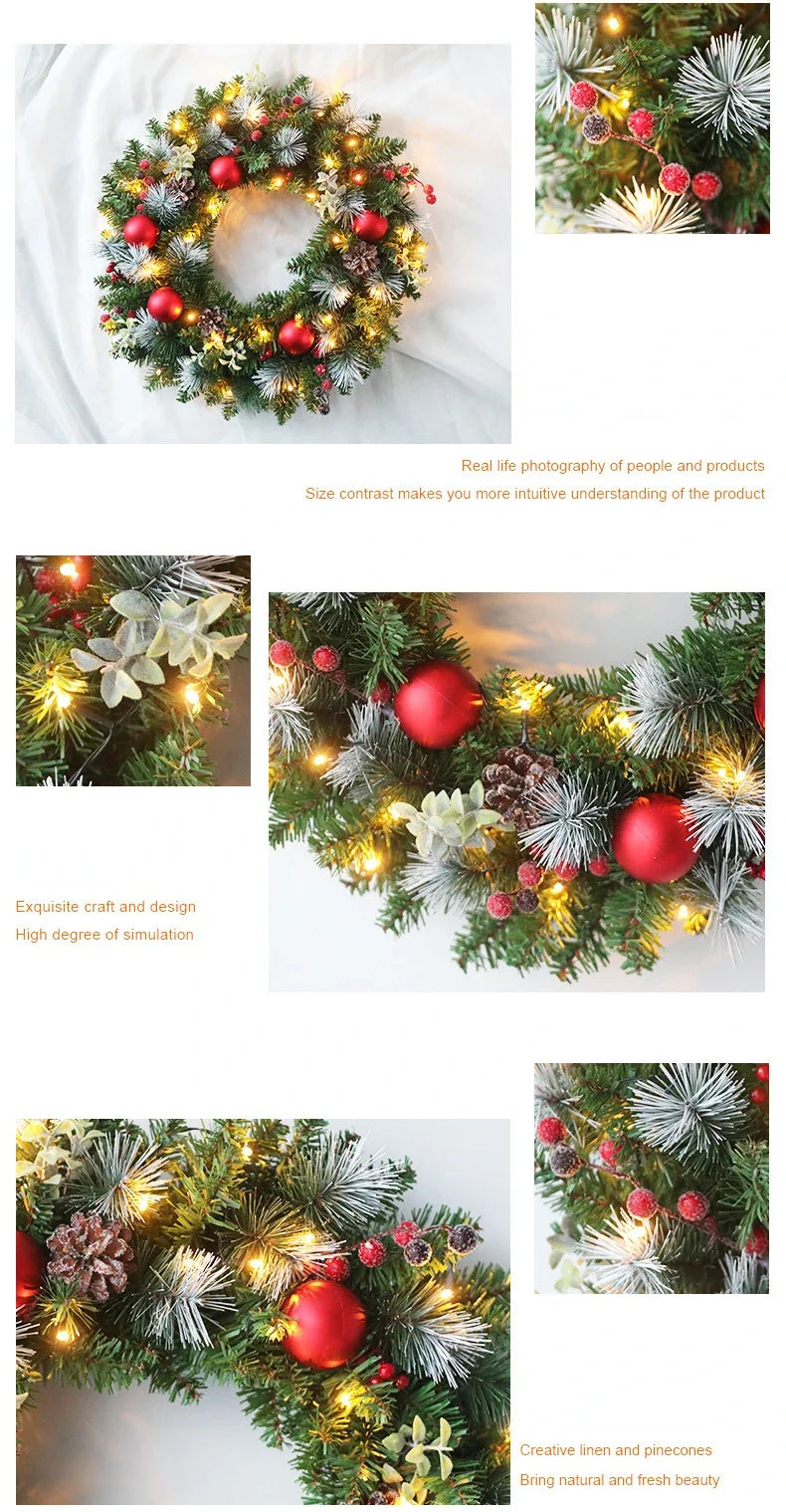 50cm Christmas Wreath with LED Fairy Lights