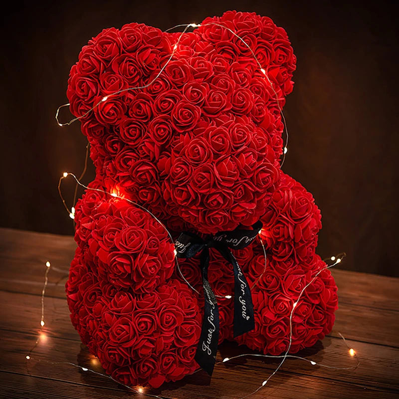 Valentine’s Day Rose Bear with Lights & Gift Box