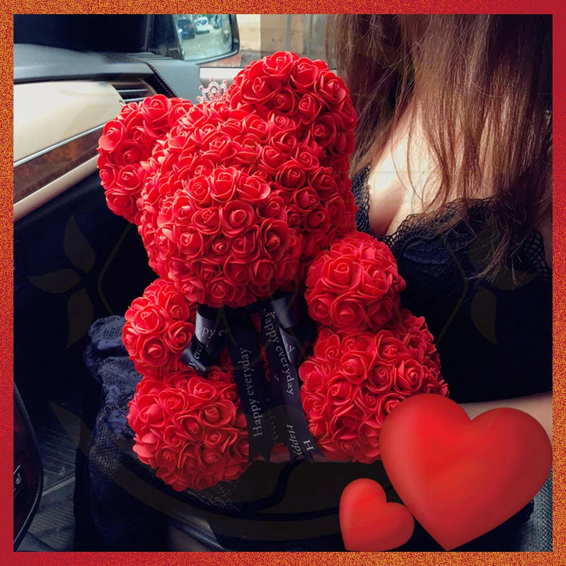 Valentine’s Day Rose Bear with Lights & Gift Box