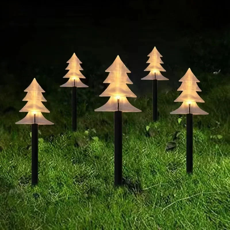 Solar LED Christmas Tree Ground Lamp - Snowman & Santa Design | 5pcs