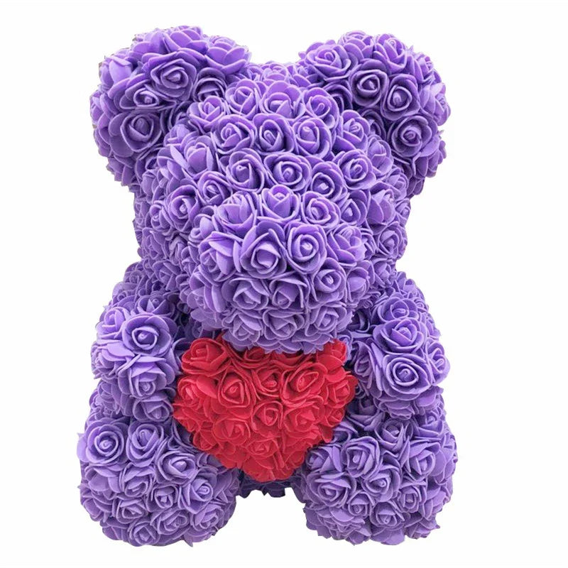 40cm PE Rose Teddy Bear – Artificial Flower Gift