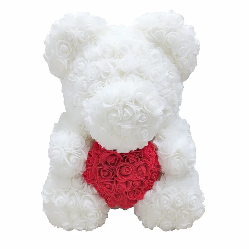 40cm PE Rose Teddy Bear – Artificial Flower Gift