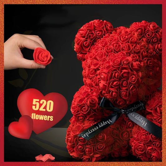 Valentine’s Day Rose Bear with Lights & Gift Box