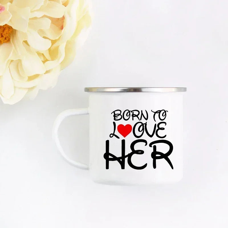 Husband and Wife Enamel Mug Mr and Mrs Mugs Cute Valentine's Day Gift His and Hers Lovers Camp Cup Gift for Couples