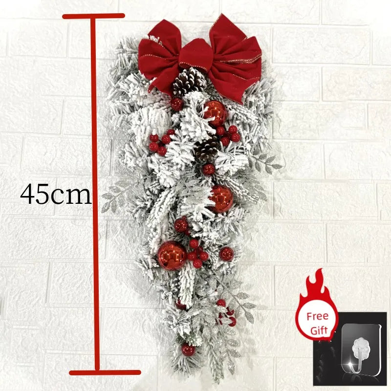 Christmas Wreath Rattan Set with Red Bow