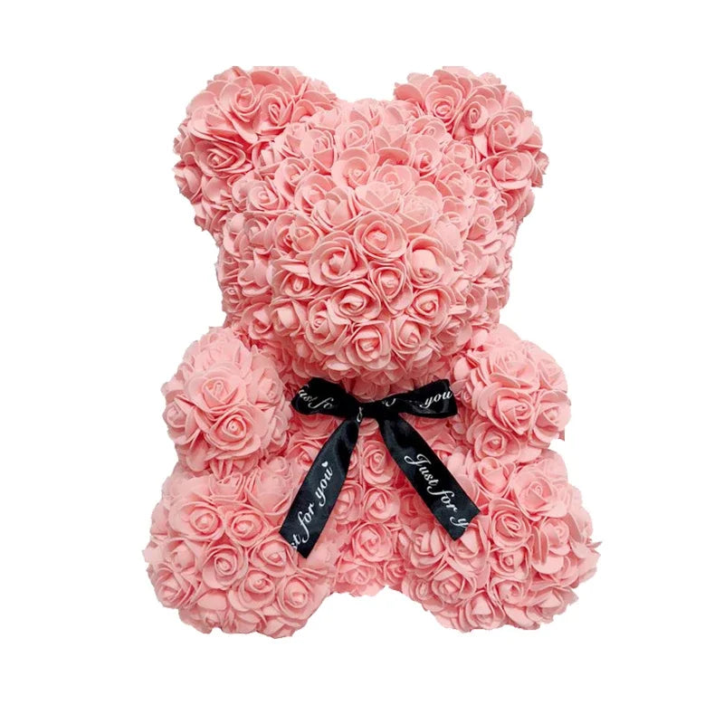 40cm PE Rose Teddy Bear – Artificial Flower Gift