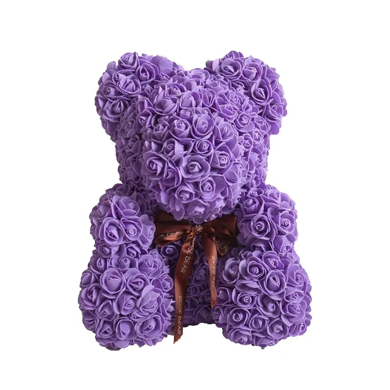 40cm PE Rose Teddy Bear – Artificial Flower Gift