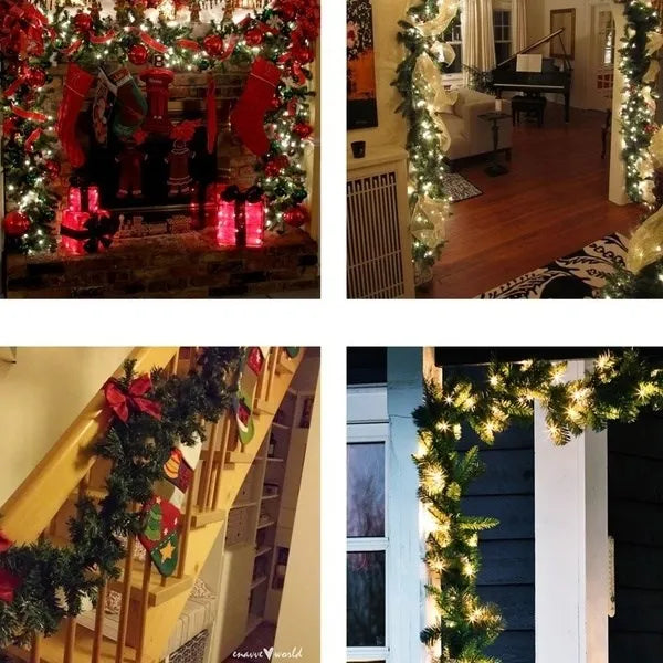 2.7M Multi-Color Christmas Garland with Lights