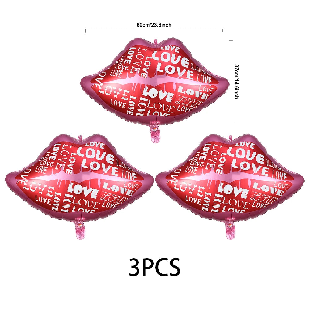 Valentine’s Day Heart & Lip Foil Balloons