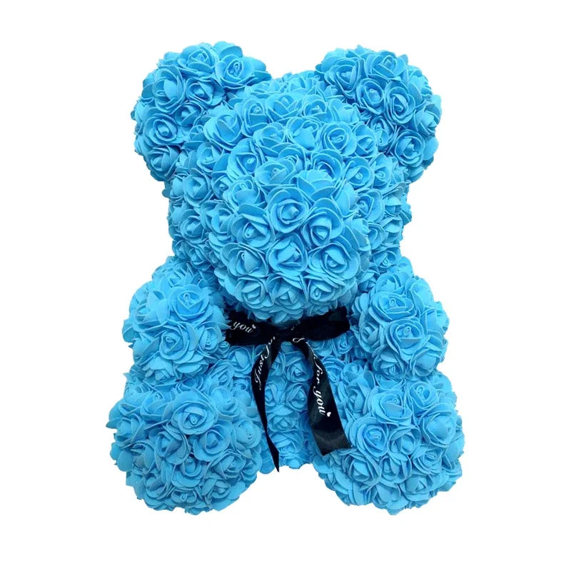 40cm PE Rose Teddy Bear – Artificial Flower Gift