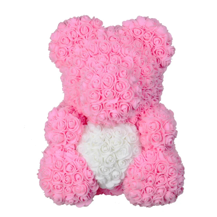 40cm PE Rose Teddy Bear – Artificial Flower Gift