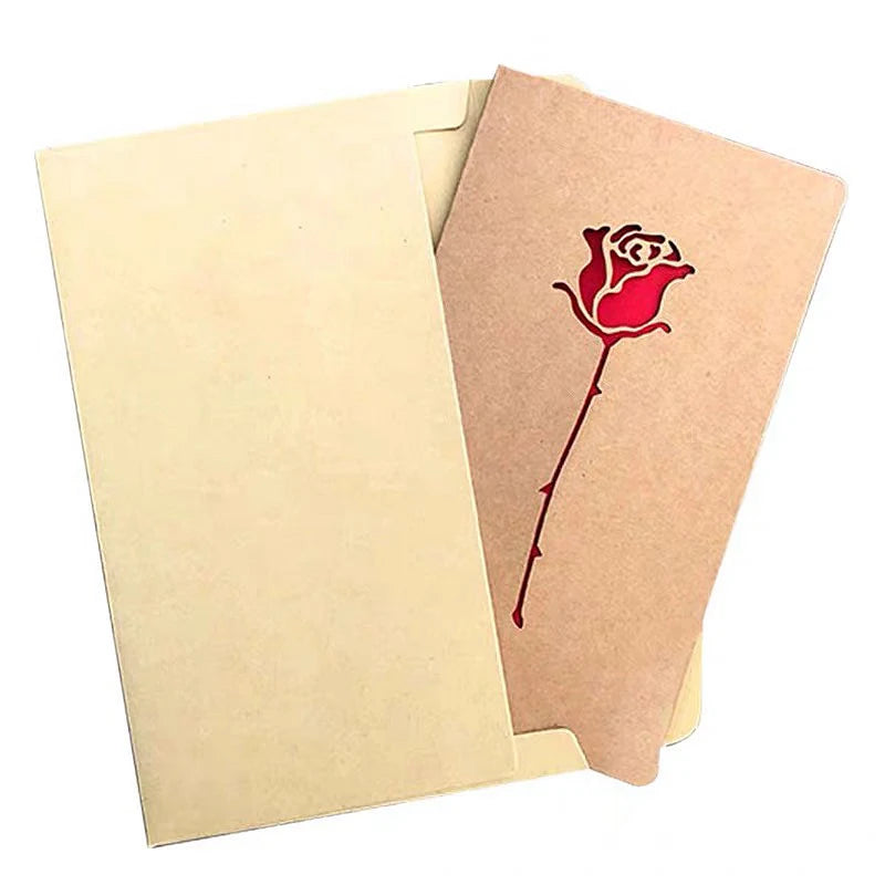 Cutout Love Heart & Rose Greeting Card