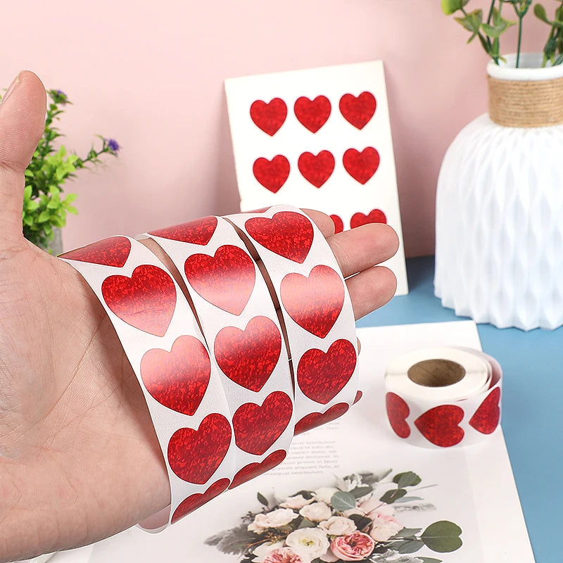 500-Pack Valentine’s Heart Stickers