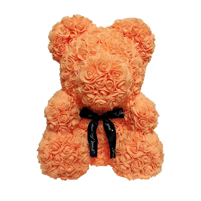 40cm PE Rose Teddy Bear – Artificial Flower Gift