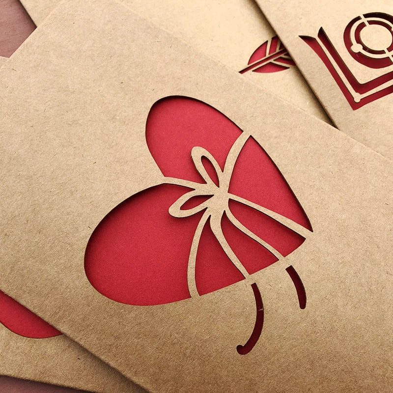 Cutout Love Heart & Rose Greeting Card