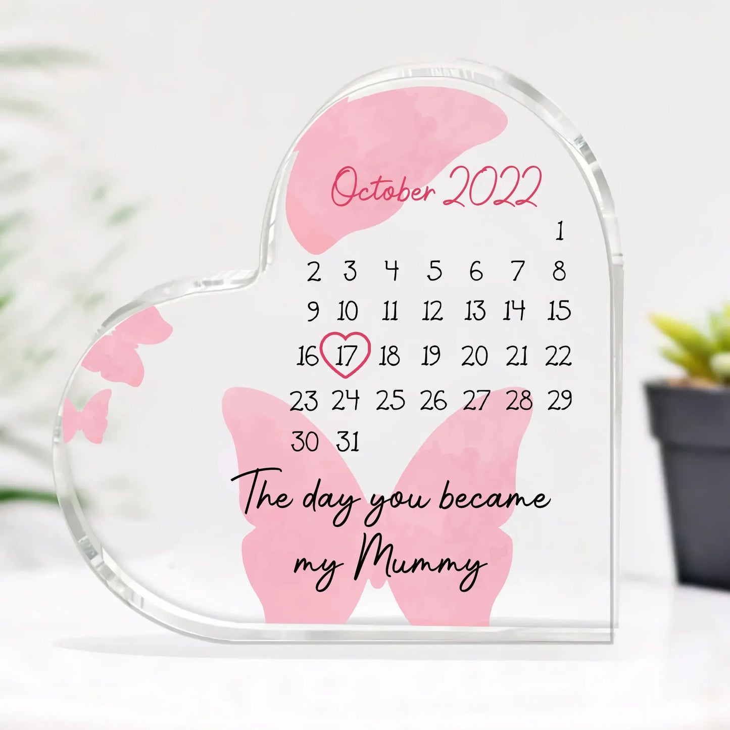 Calendar Couple Acrylic Heart Plaque