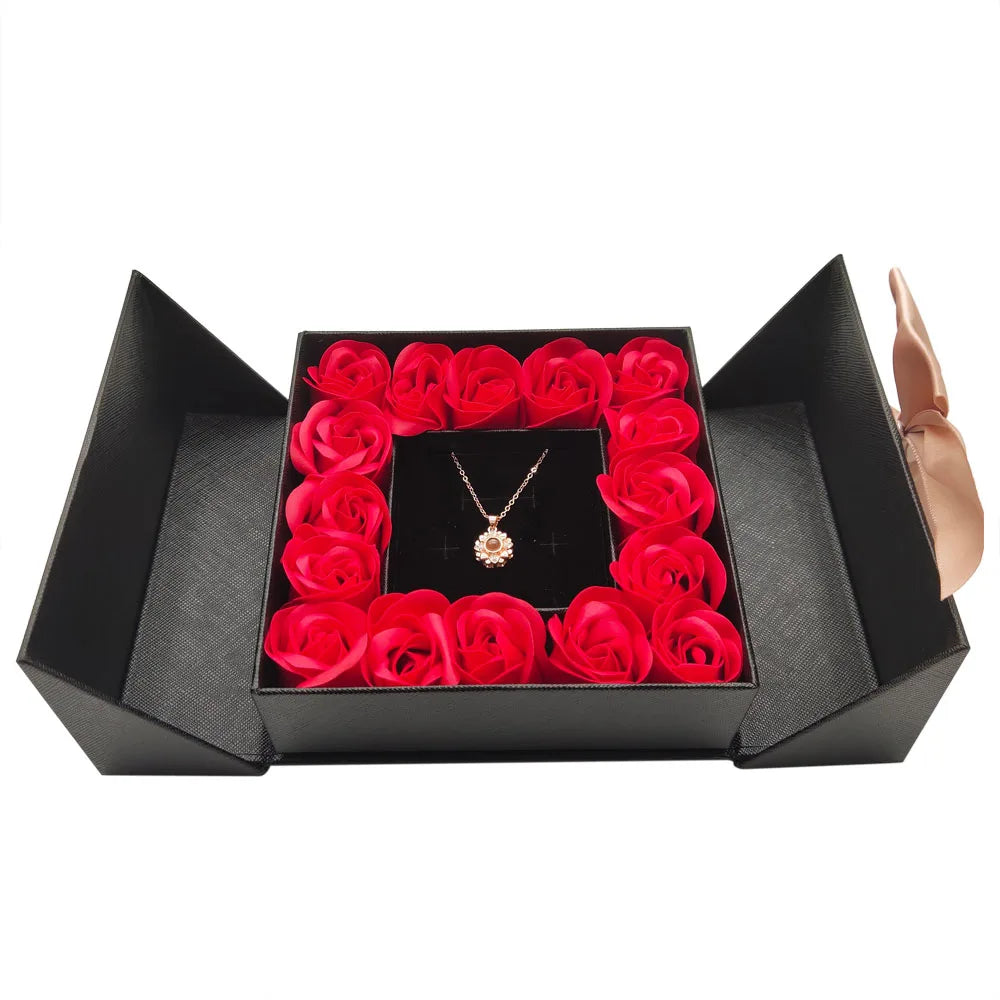 Eternal Rose Gift Box with 100 Languages “I Love You” Necklace