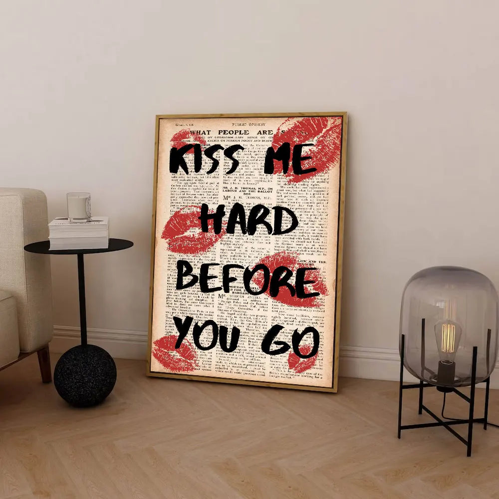 Kiss Lips Vintage Canvas Print