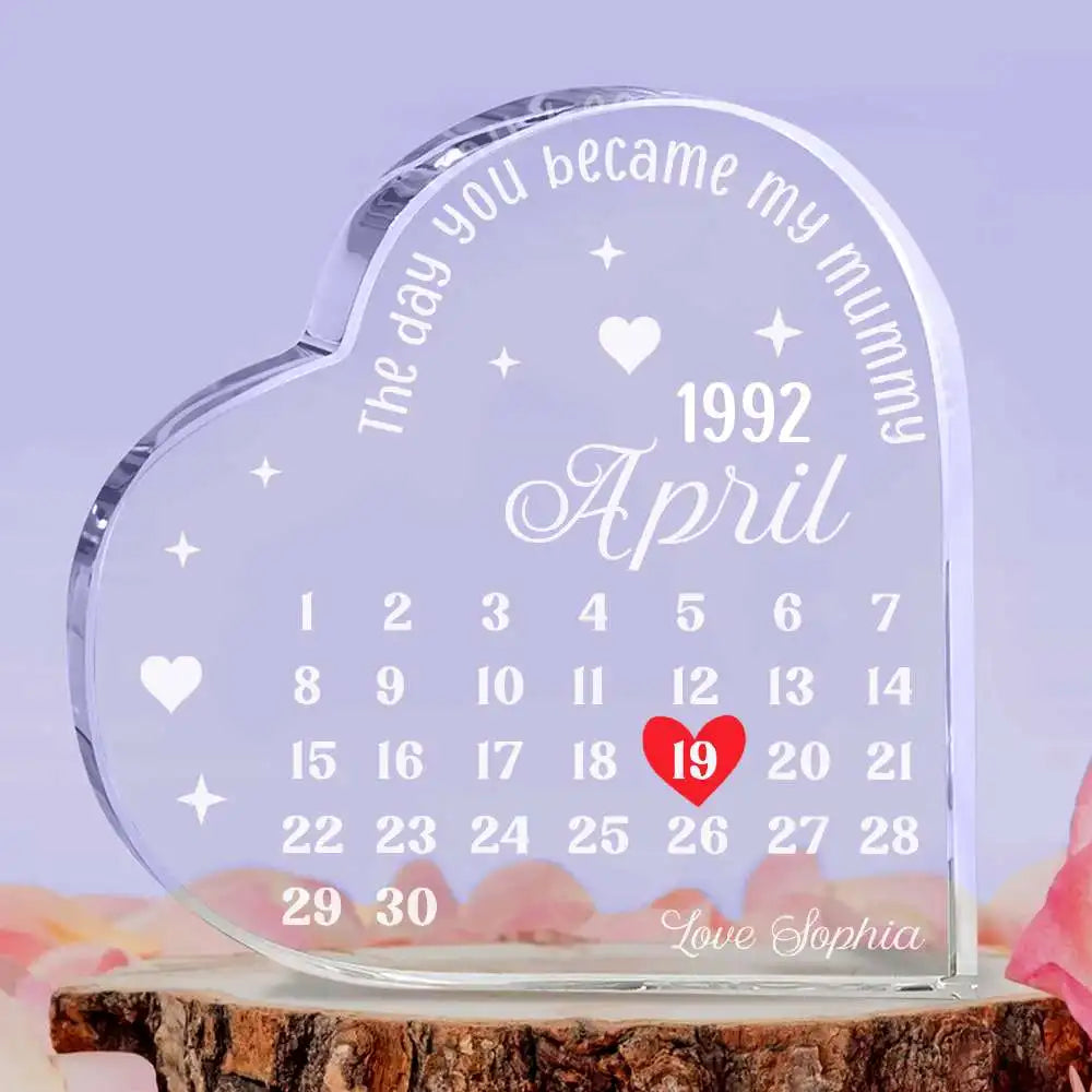 Calendar Couple Acrylic Heart Plaque