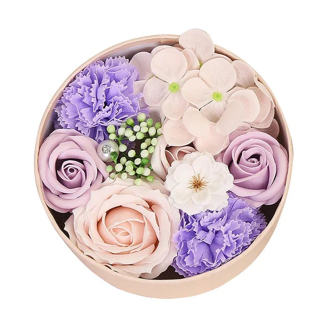 Round “Hug Bucket” Flower Box – Soap Flower Gift Set